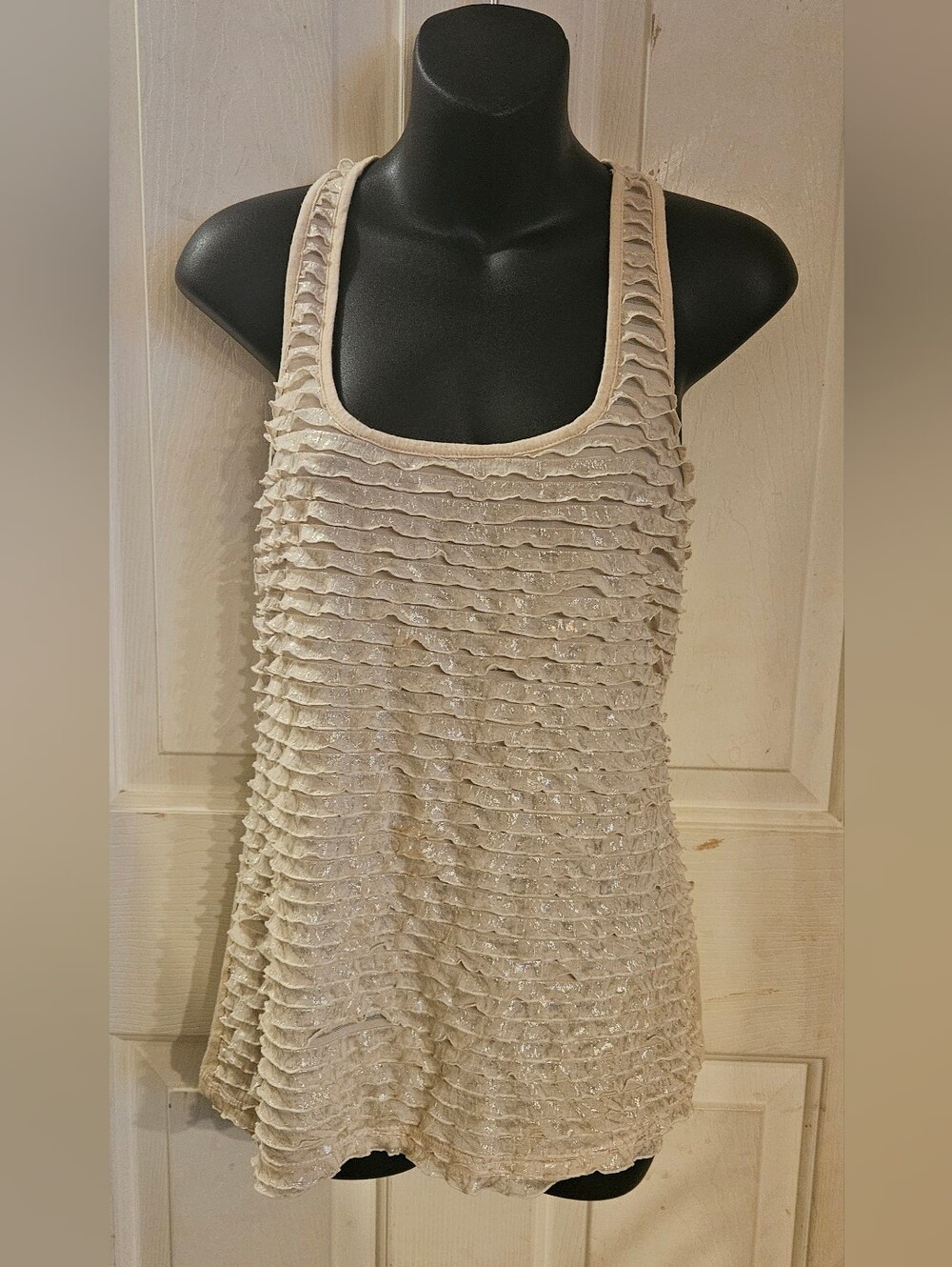 ISSI Cream Ruffle Tank Top